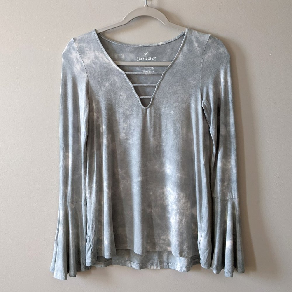 NWT American Eagle Soft & Sexy Tie Dye Flare Sleeve Top
